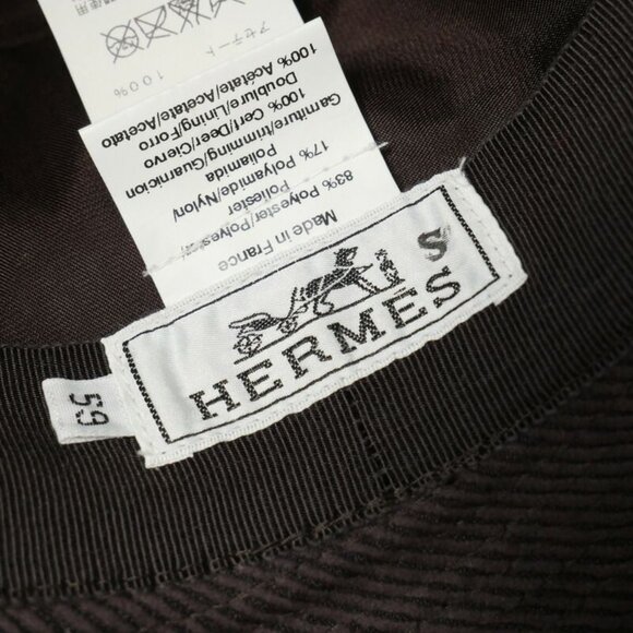 Hermes Hat 59 Folded Hat Corduroy Leather Purple Purple Brown main image 8